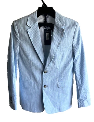 NWT $248 Vineyard Vines Boys' Blue Seersucker Blazer Size 16 - Image 1 of 4