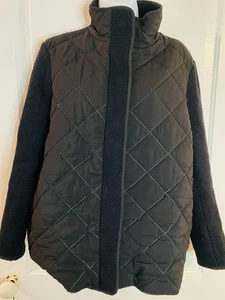 Biesen schwarz gesteppt Damen Gr. L Jacke Reißverschluss & Druckknopf vorne - Bild 1 von 8