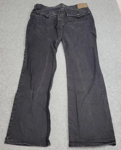 True Religion Ricky Jeans Men 33 Black Relaxed Straight Flap Pocket Grunge Y2K - Picture 1 of 21