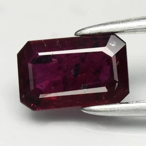 π 0.66ct Octagon Natural Purplish Red Ruby - Heated, Madagascar Gemstone - Picture 1 of 4