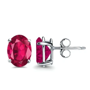 2.50CT Prong Earrings Lab Created Ruby 14K White Gold Over Women Anniversary - Picture 1 of 4