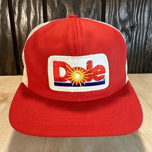 Vintage Dole Trucker Hat Snapback Cap Patch 80s Swingster Made in USA Red Fruit - Picture 1 of 13