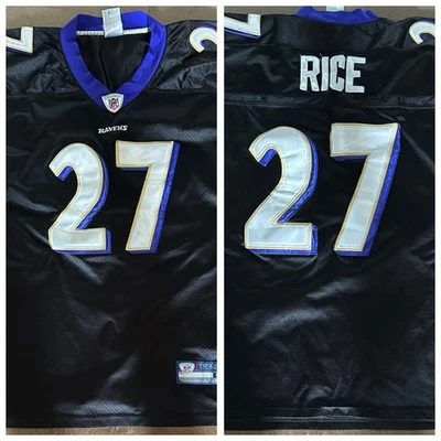 Camiseta de fútbol americano Nike OnField negra cosida Baltimore Ravens #27 Ray Rice NFL para hombre 52 Foto 1 de 4