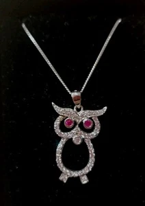 sterling silver Owl pendant Gem Encrusted - Picture 1 of 7
