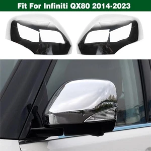 Pair Front Rearview Mirror Cover Decor Trim Chrome For Infiniti QX80 2014-2023 - Picture 1 of 7