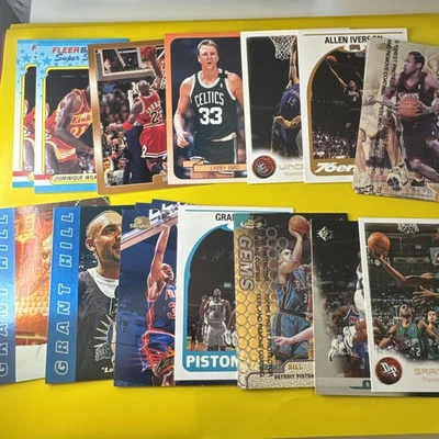 Nice 90s Basketball 17 Card Lot. Jordan, Bird, Nique, Iverson, Grant Hill. - Image 1 of 4