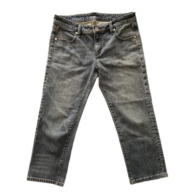 Pantalones de mezclilla azules de tiro medio ligeramente desgastados BCBGMAXAZRIA talla 30 Foto 1 de 4