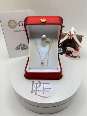 Collana Argento Con Punto Luce Moissanite certificata Da 1 Ct(6.5 mm) - Immagine 1 di 4