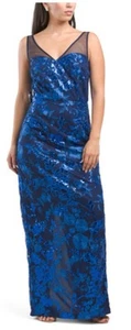 JS COLLECTIONSSleeveless Sequin Gown With Illusion Shoulder - Picture 1 of 2