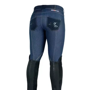 NWT HorZe Denim Breeches Royal Equus Selfpatch SIZE S Blue Stretch Suede - Picture 1 of 15