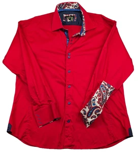 Bertigo Marcelo Hemd Herren 2XL rot Paisly Flip Manschette Kragen Freizeit Baumwolle - Bild 1 von 18