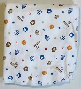 Gerber Sports Baby Receiving Blanket Cotton 27”x29” Baseball Basketball Soccer - Picture 1 of 5
