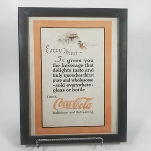 Coca Cola Print Ad Framed Enjoy Thirst 5 cents Size 10 x 12 inches  from 1923 - Picture 1 of 6