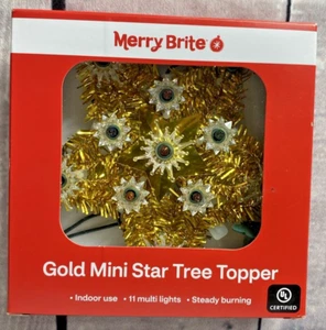 Christmas Tree Topper Gold Mini Stars Lights Merry Brite (X10) - Picture 1 of 10