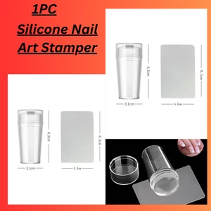 Silicone Nail Stamper French Manicure Stamping With Scraper - Picture 1 of 5