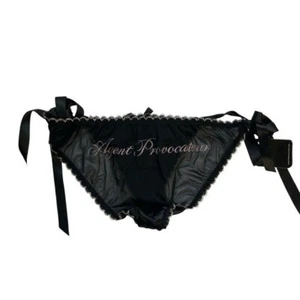 NEW Agent Provocateur Black Baby Pink Tie Sides Mesh Satin Finish One Size - Picture 1 of 12