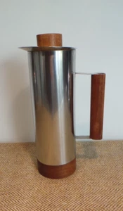 Stunning MCM Danish Design Stainless Steel / Teak Thermos Type Flask with Handle - Picture 1 of 6