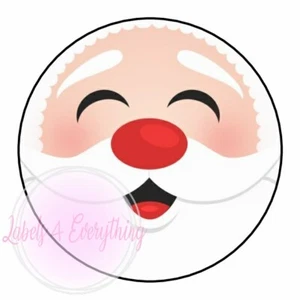 Santa Face Father Christmas Round Smile Stickers Labels Seals Gift Tags Xmas - Picture 1 of 1