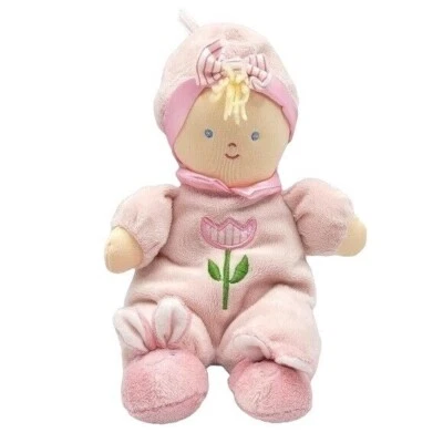 Kids Preferred Soft Baby Doll Pink 12" Hat Bunny Slippers Tulip Blond Hair Lovey - Image 1 of 4