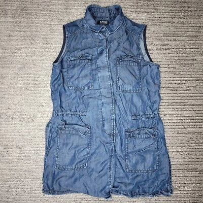 Chaleco Buffalo David Bitton Talla S Mujer Bolsillos Cintura Cordón Sin Mangas Azul Foto 1 de 4