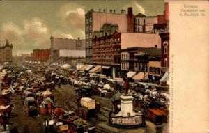 UDB POSTCARD- HAYMARKET AND W. RANDOLPH ST. CHICAGO, MADE IN GERMANY BK66 - Picture 1 of 2