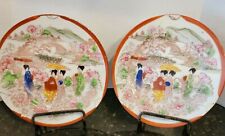 Antique Hand painted Japanese Satsuma Plates Eggshell Porcelain 6"  Set of 2