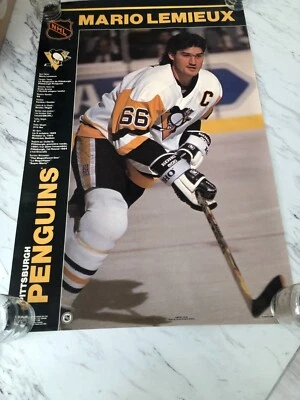 Vintage Poster 1990 Norman James NHL Mario Lemieux Pittsburgh Penguins 22x34" - Image 1 of 3
