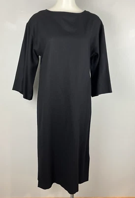 Vestido Vintage Años 70 Marimekko Finlandia Mangas Largas Negro Lana Minimalista Talla 8 Foto 1 de 4