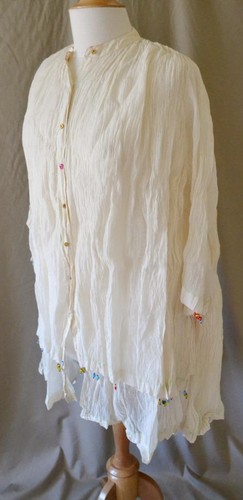 OFF WHITE Abito a maniche lunghe Pero Off bianco cotone e seta nuovo con etichette taglia small