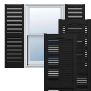 Ekena Millwork Louvered Shutters Lifetime Open Louvered Vinyl Standard Cathedral - Picture 1 of 12