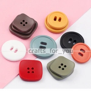 10PCS 18MM-30MM 4-HOLE 2-HOLE COLORED RESIN BUTTONS FOR CLOTHING SEWING CRAFT - Picture 1 of 23