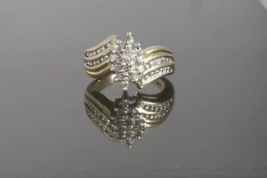 Anello Vintage Oro Giallo 10k Marchesa Due Livelli Diamante Bypass Destro - Foto 1 di 5