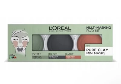 L'Oreal 3 Pure Clays Multi-Masking Face Mask Play Kit - 3 x 10ml New - Image 1 of 3