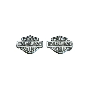 Gemelos escudo barra plateada de acero para hombre Harley Davidson hechos a medida vintage - Imagen 1 de 5