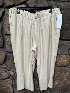 Calvin Klein Linen Blend Ankle Pants Womens Plus Sz 2X BEIGE NWT$89 W2DK5225 - Picture 1 of 4