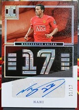 2022-23 Panini Impeccable Soccer #JN-N NANI Jersy Number Autographs 01/17
