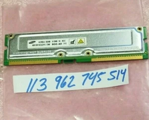 512MB RAMBUS RIMM 800-40 800 40 512MB/16 184PIN ECC NON-REGISTERED DUAL RANK - Picture 1 of 1