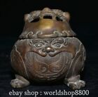 4 Xuande Marked Old Chinese Copper Bronze Dynasty Beast Censer Incense Burner