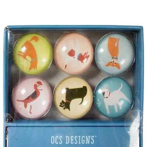 OCS Designs : Set of 6 Dog-Themed Glass Magnets - Picture 1 of 3