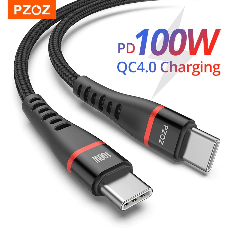 PZOZ USB C to USB C Cable 100W PD 5A QC4.0 Fast Charge Data. 0.5m 1m 2m - Image 1 of 4