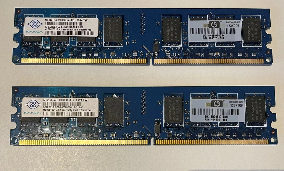 Nanya 2GB PC2 6400U Memory Module x 2 - Image 1 of 1