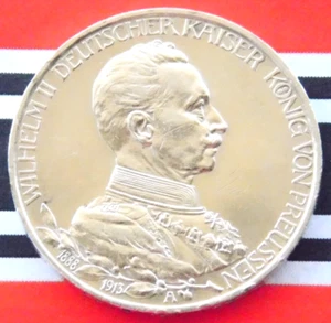 GERMAN 3 Mark 1913 A PRUSSIA Uniform WILHELM II 90% Silver EMPIRE Coin WW1 +RARE - Picture 1 of 5