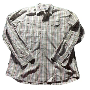 Eddie Bauer Shirt Men Large Tall LT Oxford Classic Fit Brown Plaid Button Dress - Picture 1 of 9