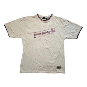 Vintage Y2K Paco Jeans Embroidered Ringer Ivory T-Shirt Size XL Skater Hip Hop - Picture 1 of 15