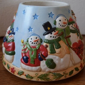 Yankee Candle Snowman Family Keramik Kerzenglas Topper Winter Festlich Deko - Bild 1 von 3