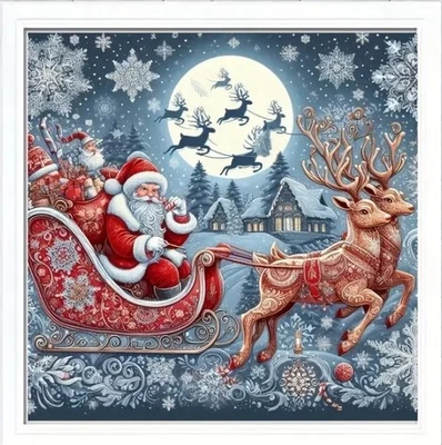 SANTA'S SLEIGH CROSS STITCH KIT 11 COUNT PRINTED AIDA SIZE 36x36CM - Image 1 of 4