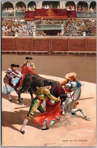 Vintage 1910s BULL FIGHTING Postcard "CAIDA DE UN PICADOR" Stengel & Co. Dresden - Picture 1 of 2
