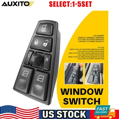 Interruptor de ventana eléctrica delantero izquierdo lado del conductor para Volvo VN VNL VNM 2004-2012 1-10X Foto 1 de 4