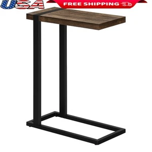 C-Shaped Accent Table Lightweight Metal Frame Reclaimed Wood Modern Side Table - Picture 1 of 12