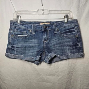 Pantaloncini denim blu vintage y2k micro vita bassa - Foto 1 di 4